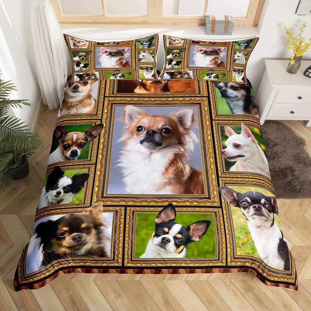 Dog Puppy Down Comforter Set Bedding Set 3-piece Cover Set