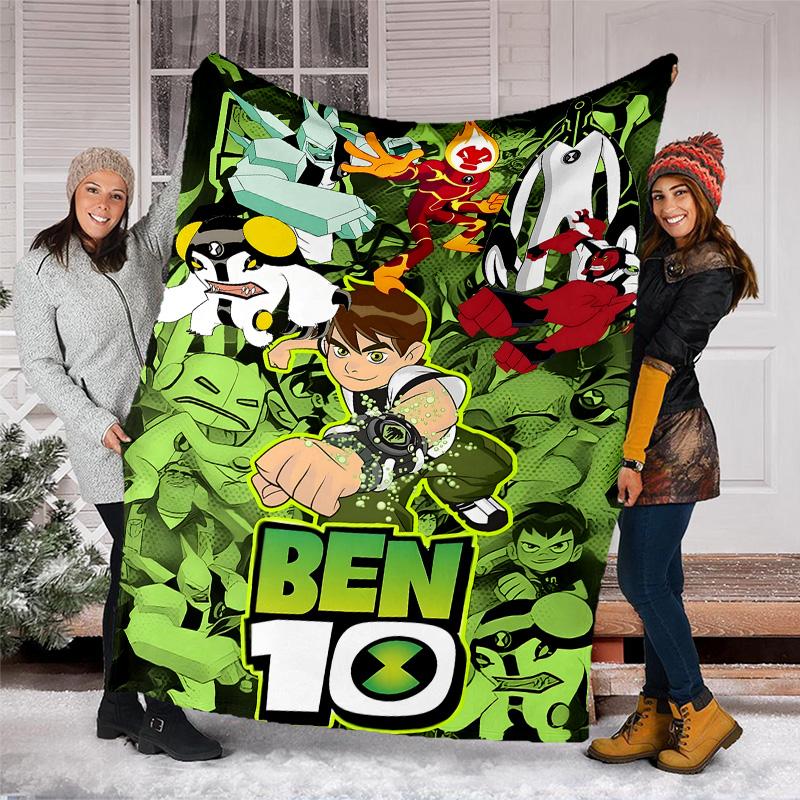 1pc Ben10 Theme Blanket - Digital Print, Polyester, Cozy for All Seasons, Perfect for Outdoor, Camping, and Travel