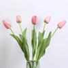 Artificial Tulip with Green Leaves Realistic Fake Flower Stem Wedding Party Table Centerpiece Indoor Outdoor Faux Bloom Decoration