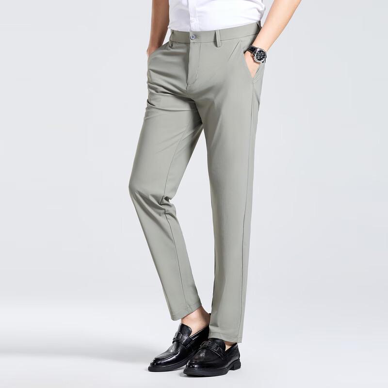 Men's Summer Ice Silk Straight-Leg Business Casual Pants