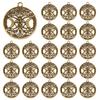 30Pcs Tibetan Style Hollow Alloy Pendants Flat Round with Triple Moon Goddess Pagan Jewelry Antique Bronze 39x34x1.5mm Hole: 3mm