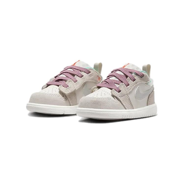 New Jordan Air Jordan 1 Anti-Slip Wear-Resistant Low-Top Toddler Shoes White Gray Infant And Toddler FQ8092-100