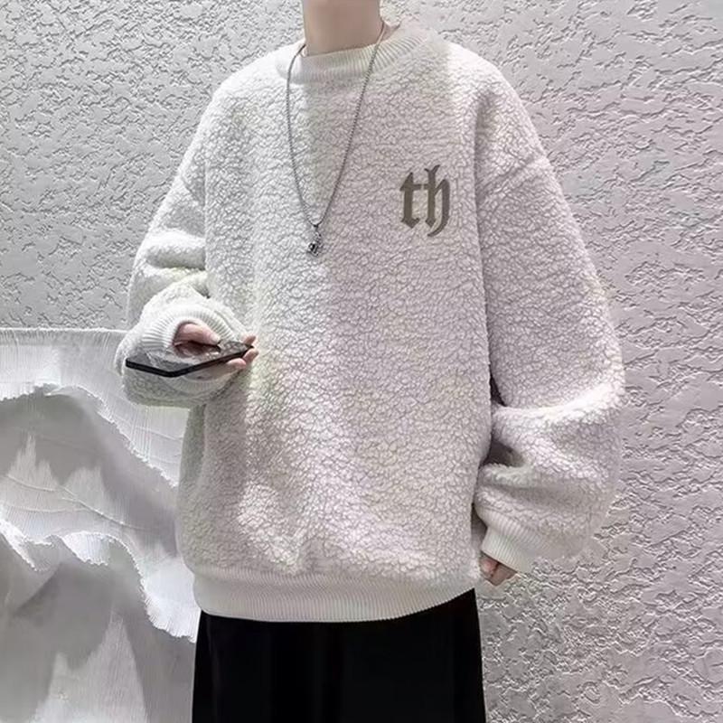 Men s Trendy Casual Hoodie, Autumn/Winter 2026 Style, Loose Fit, Round Neck Pullover. XL белый