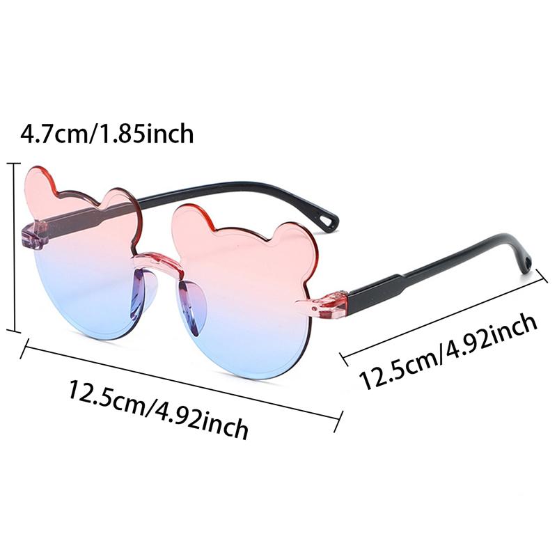 1/12 Pairs Cute Bear Shaped Sunglasses for Children  New Fashion Rimless Multi-color Decor Shades Stylish Design Sun Glasses