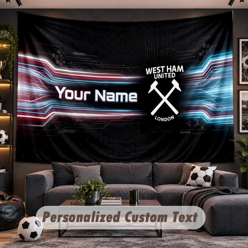 Wall Hanging Tapestry Custom NameWest Ham United football Pattern Personalized Printed Fabric Wall Decor
