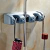 Wall Mounted Modern Mop and Broom Holder with Hooks Plastic Tool Organizer Rack with Caster for Kitchen Garage Garden Storage