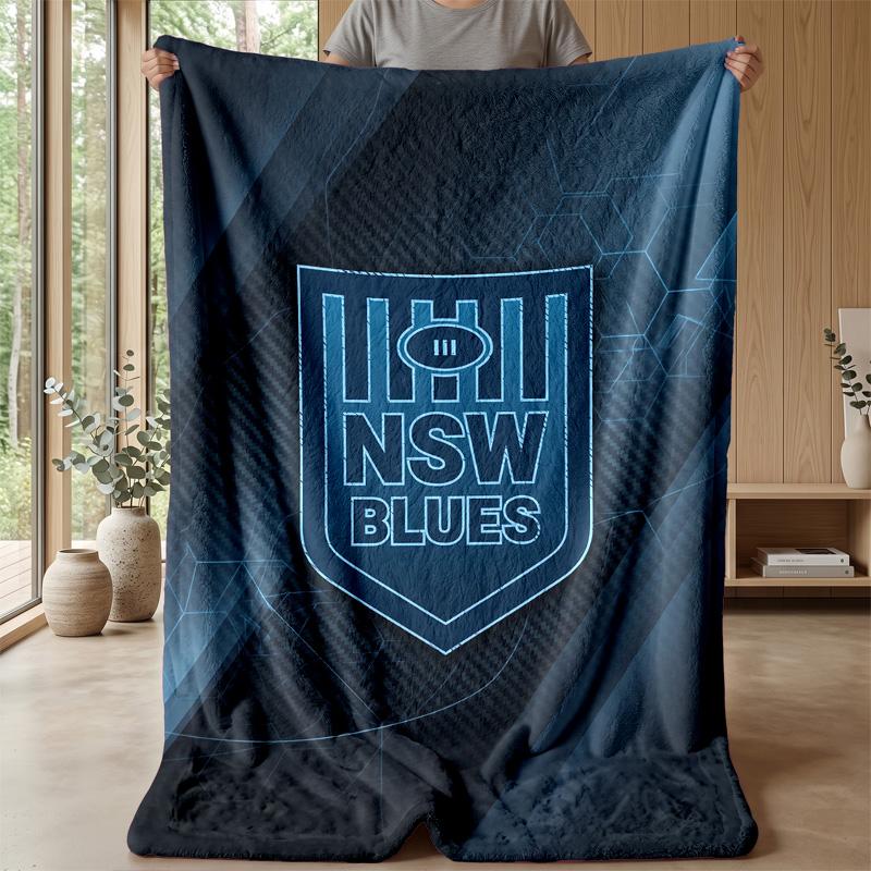 NSW Blues Flannel Fleece Blanket Cozy Warm Throw Blanket For Couch Bed Travel All Season Use