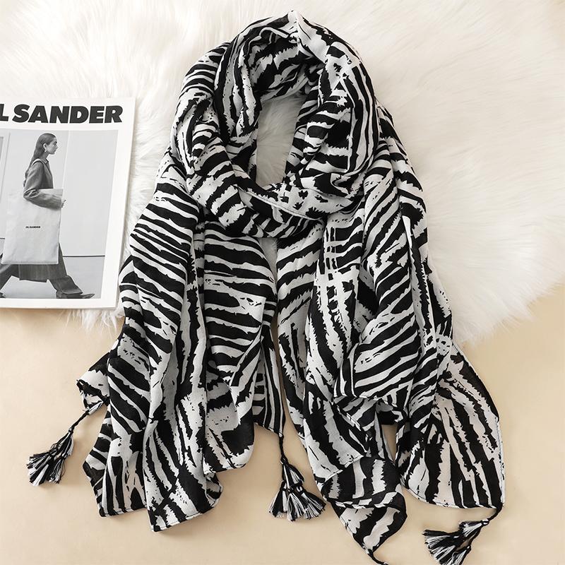 90*180CM New Fashion Printed Soft Linen Cotton Scarf Shawls Abstract Floral Tassel Viscose Scarves Lady High Quality Long Hijab