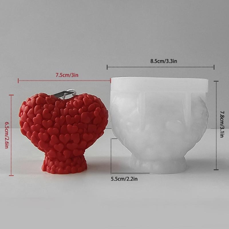 Heart Shape Candle Mold Silicone Mould for Candle Making DIY Fondant Aromatherapy Scented 3D Moulds Valentines Day Gifts