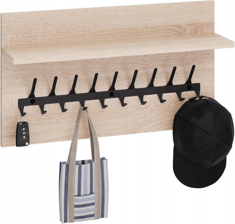 Wieszak Na Ubrania Loft 70 Cm - Czarny + Dąb Sonoma, Solidny I Stylowy
