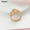 SIMJOO Inel de damă de culoare aur roz, plasă de pescuit ovală netedă