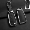 Alloy Genuine Leather Auto Flip Key Fob Cover Case Fit For Ford Fiesta Ranger C-Max S-Max Focus 3 4 Galaxy Mondeo Transit Tourneo Custom Mk4
