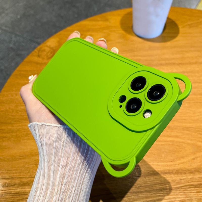 Süße Bär Ohr Matte Flüssigsilikon Handyhülle für Iphone 13 12 11 14 Pro Max Xs X 7 8 Plus Cartoon Cover Kamera Objektiv Schutz