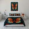 3Pcs Vintage Engraving Butterfly Floral Duvet Cover Set Dark Green Leaf Boho Bedding Single Double King Queen Gift