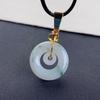 Natural A-Grade Myanmar Jade Flower Carved Pendant with Ring and Buckle