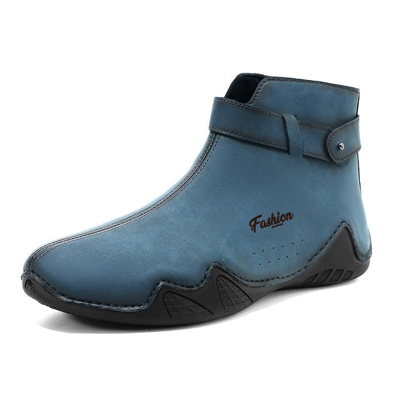 

Мужские высокие ботинки 2025 новая осень и зима боковая молния ботинки Мартин мужской тренд универсальные повседневные спортивные короткие ботинки на мягкой подошве 48 синий