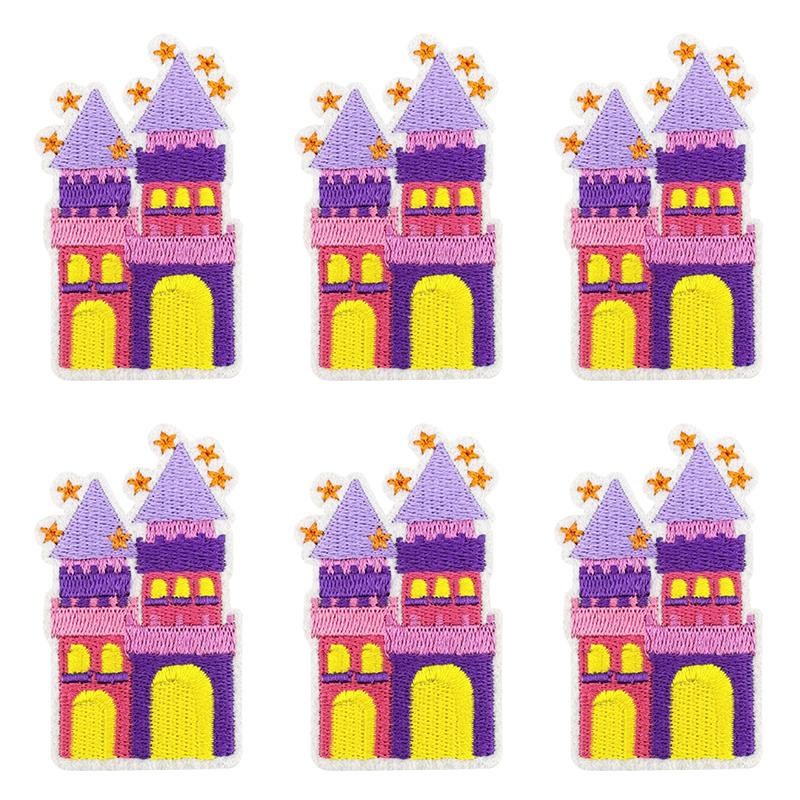 10 Stück Neue Cartoon-Serie Aufbügelbare Stickpatches für Kleidung Jacken Prinzessinnenschloss Thermoadhäsive Patches Aufnäher