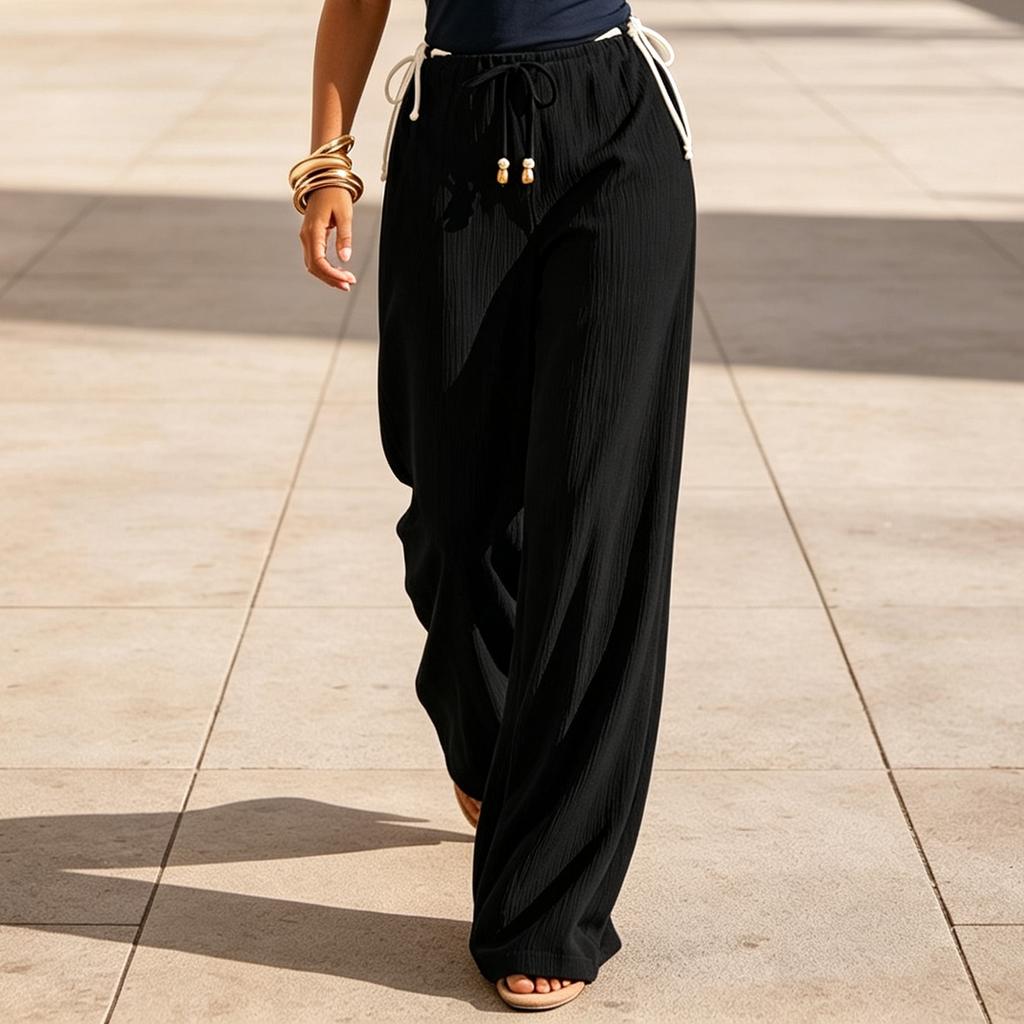 Pantaloni Larghi Casual da Donna per le Vacanze con Vita e Vestibilità Larga