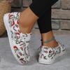 European and American Christmas Graffiti Single Shoes 2024 Autumn New Lace Up Casual Flat Shoes Large 35-43 Vulcanized Shoes