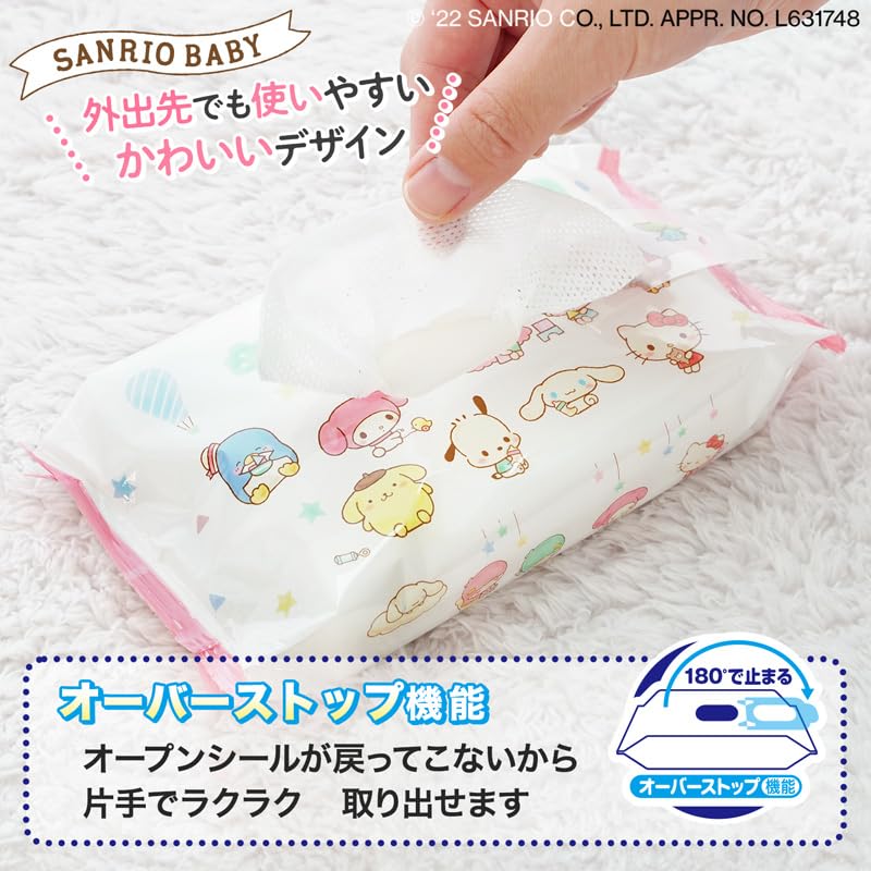 Sanrio Pure Water Hand Mesh 60 Wipes x 16 Packs Made in Japan 99% Wipes, Type, (960 Wipes),