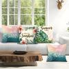 4pcs/setGreen and Pink Hawaiian Theme Cushions Pillowcase Polyester Cushion Cover Throw Pillow Pillowcover Home Car Sofa Decor