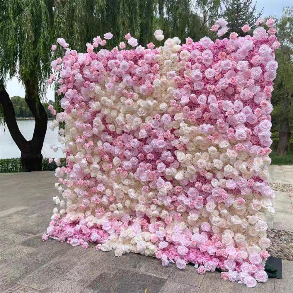 60X40cm Artificial Flower Wall Panels Realistic Silk Rose Flower Wall  Birthday Party