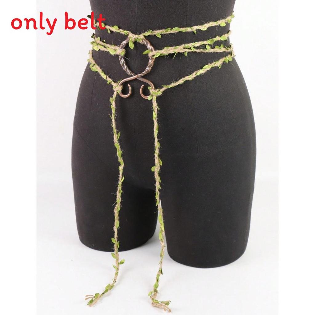 Medieval Renaissance Green Snake Belt With Decorative Buckle For Cosplay And Costume Accessory