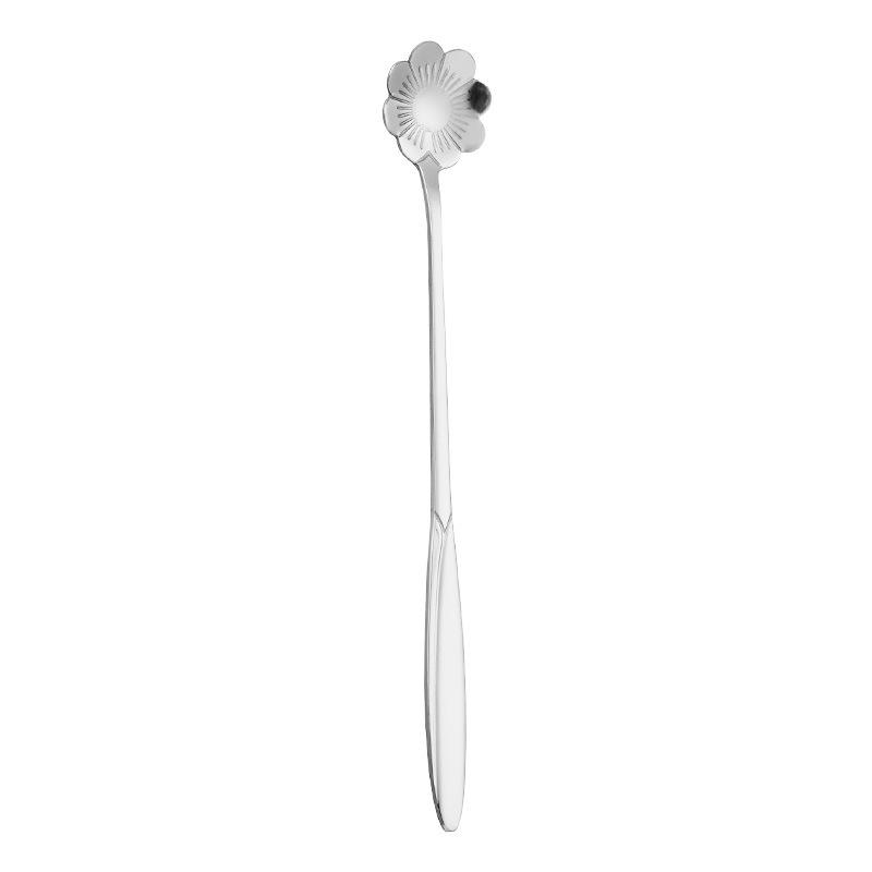 Stainless steel long handle stirring spoon milk powder coffee spoon dessert spoon creative golden small spoon small round spoon