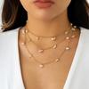 Jewelry, Simple And Cold Wind Stacked Pearl Chain Necklace, Sweet And Cool Retro Metal Tag Necklace