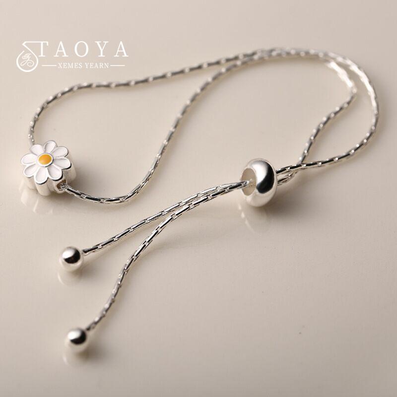 

Korean Sweet Daisy Flower Pendant Silver Color Chain Bracelets For 2026 Girl s Elegant Accessories Fashion Jewelry for Wrist 24cm
