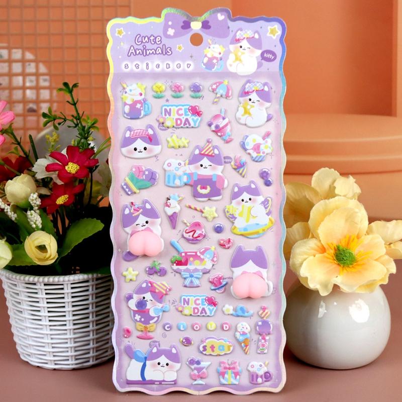 3D Bubble Stickers Cute Animal Butt Stickers Scrapbooking DIY Notebook Happy Buttocks Sticker Decals Decorative PP Stickers