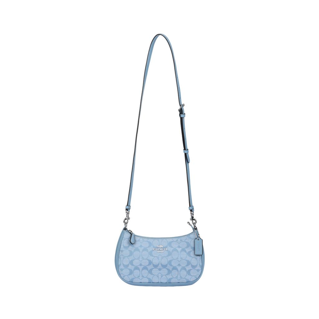 Coach Teri 25 Classic Monogram Jacquard Zipper Closure Handbag Women Handbags Cornflower-Blue Multicolor CH139-SVM6A