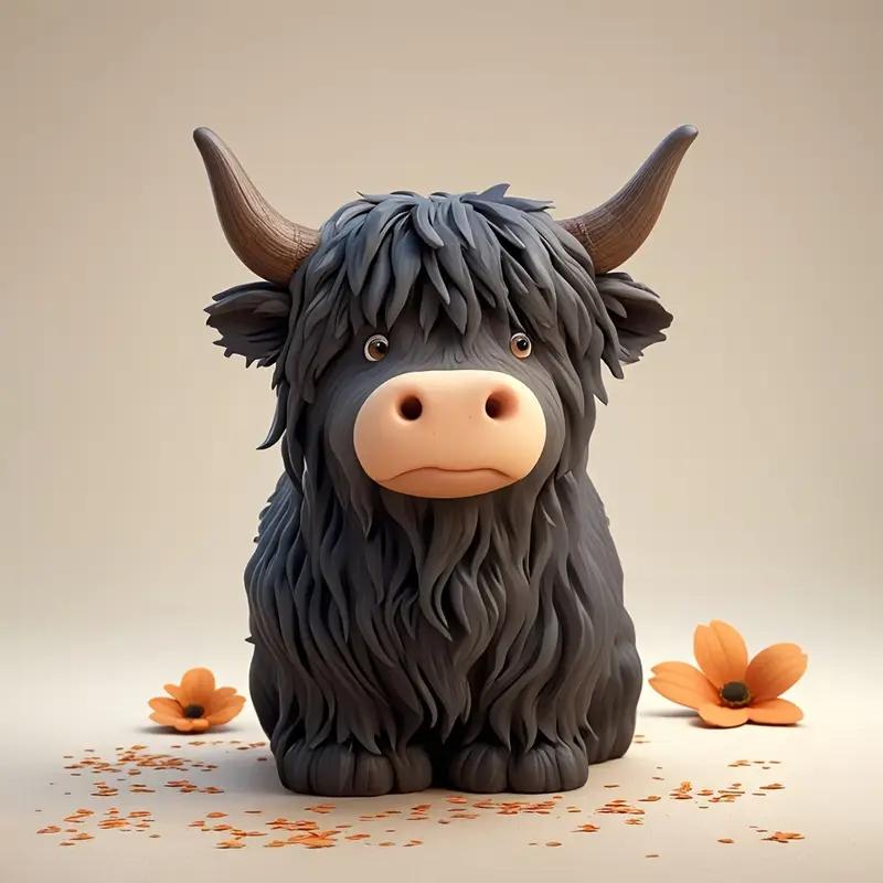 Alpine Cow Candle Mold - Epoxy Resin and Clay Handmade Silicone Mold, Richly Detailed Highland Cow Design, Black and White Textu