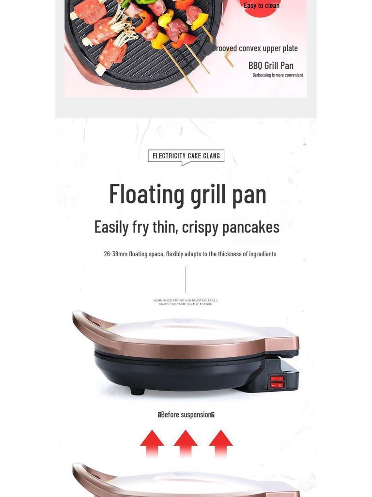 Large Electric Griddle with Dual-Sided Heating and Deepened Design for Crepes, Pancakes, and Cakes