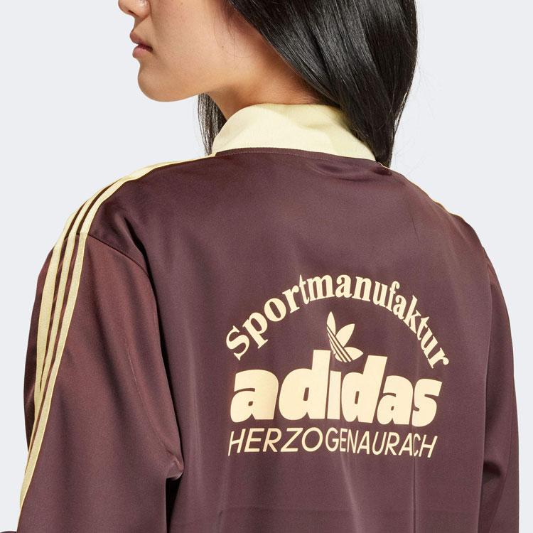 Adidas Originals Three Stripe Color Block Zip Long Sleeve Jacket Women Jacket Brown IR6085