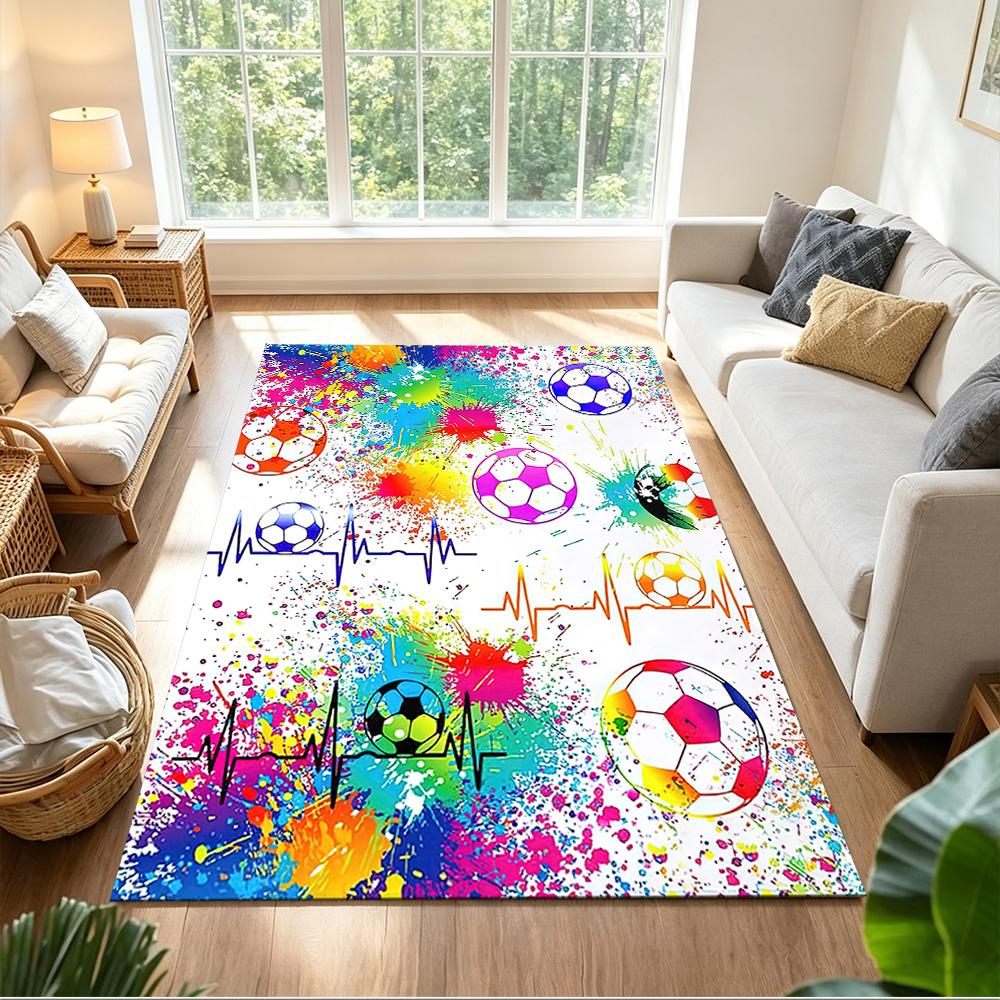 Soccer Pulse Art Splash Non-Slip Home Carpet Design for Office Decor Living Room Bedroom Gift