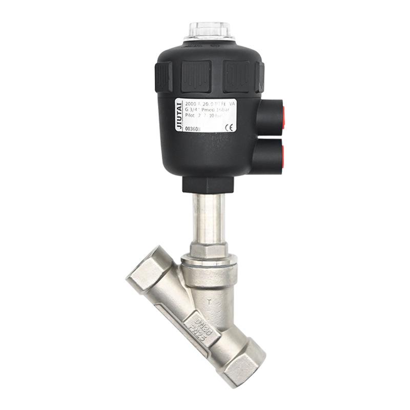 304 Stainless Steel Pneumatic Threaded Plastic Head Angle Seat Valve