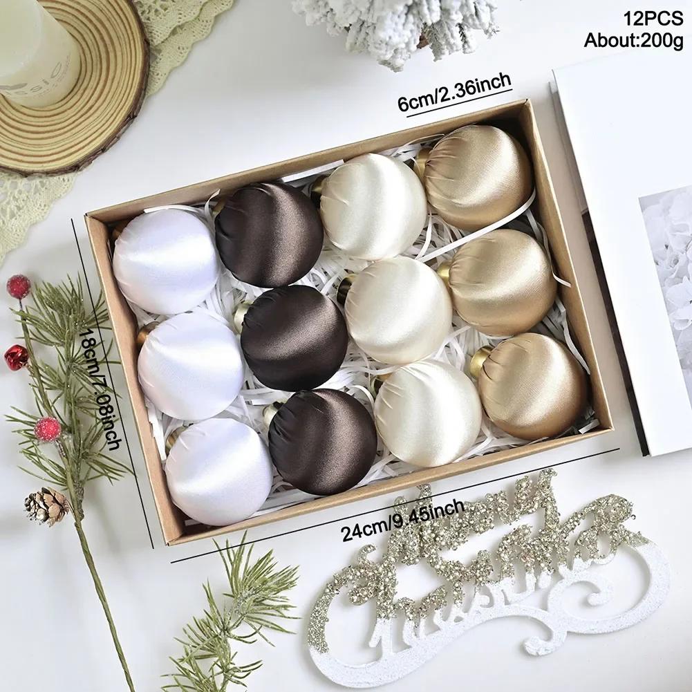 

12pcs 6cm Glossy Velor Christmas Balls Ornaments Glossy Velvet Christmas Hangings For Festive Decoration