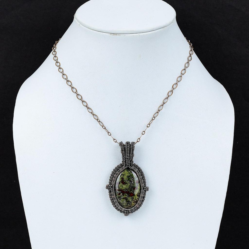 Dragon Bloodstone Pendant Copper Wire Wrapped Pendant Gemstone Handmade Pendant Copper Jewelry Gift For Her Ethnic Pendant Wire Wrap Jewelry