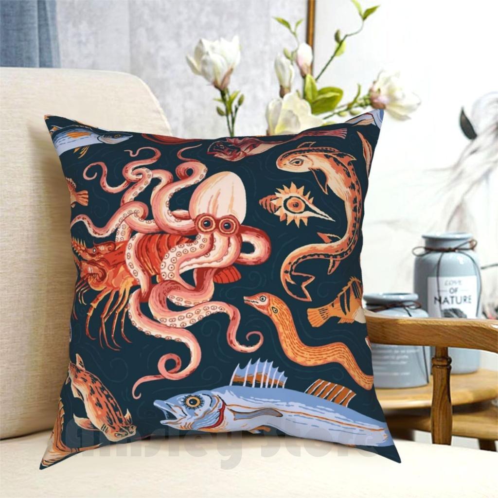 Pompeii Marine Mosaic Pillow Case Printed Home Soft Throw Pillow Pompeii Ancient Mosaic Roman Archaeology Ocean Octopus