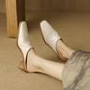 Fashion 2025 Fashion Covered Toe Genuine Leather Slippers Women Thick Heels Casual Mules Summer Daily Walk Sheepskin Leather Slippers
