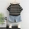 Stylish Korean Summer Outfit For Boys Two Piece Set Short Sleeve Shorts Soft Cotton