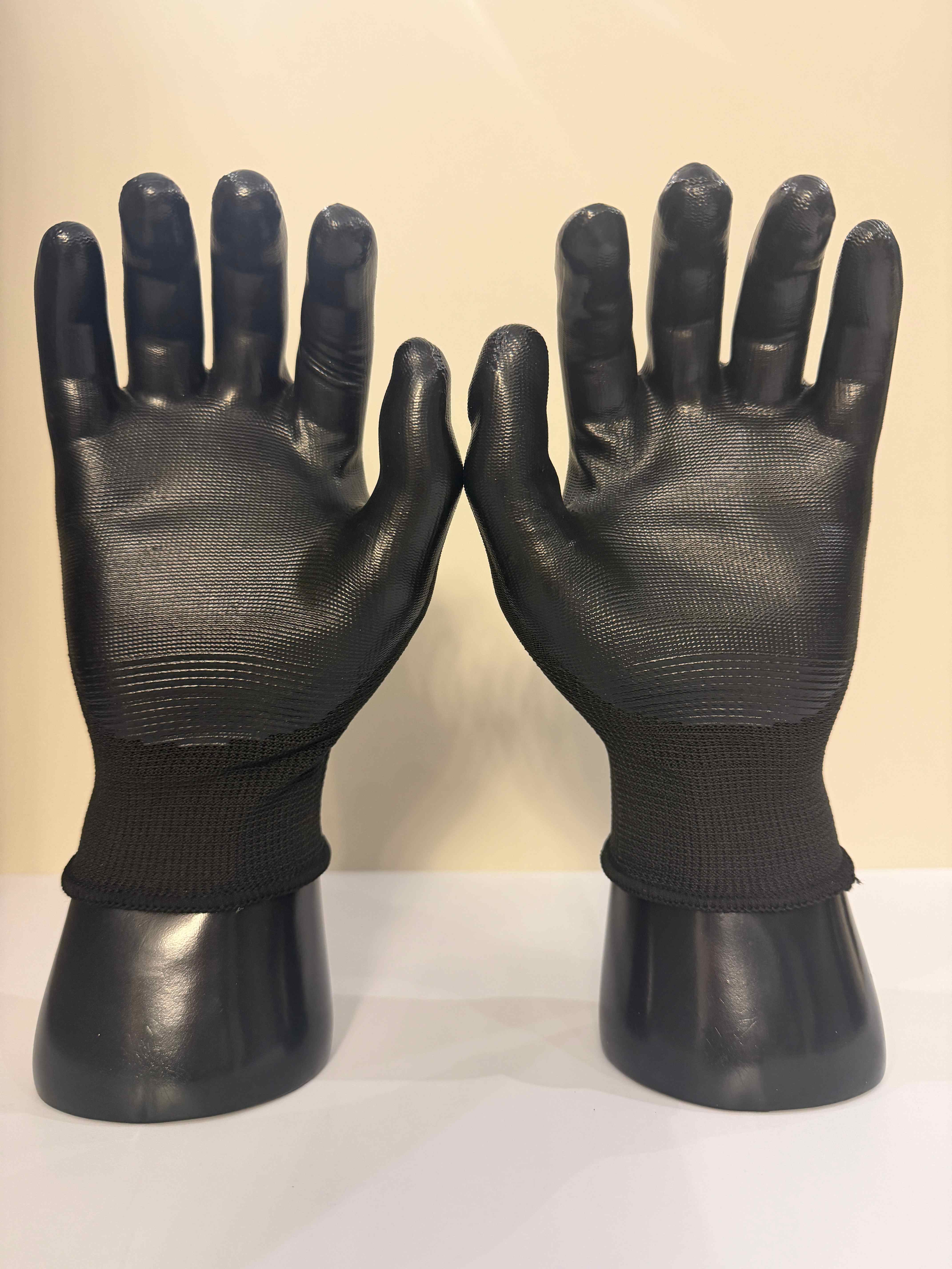 Durable Recycled Polyester Liner Black Nitrile Dipped Protective Gloves with Touchscreen Compatibility for General Labor (Black,Customized Size)