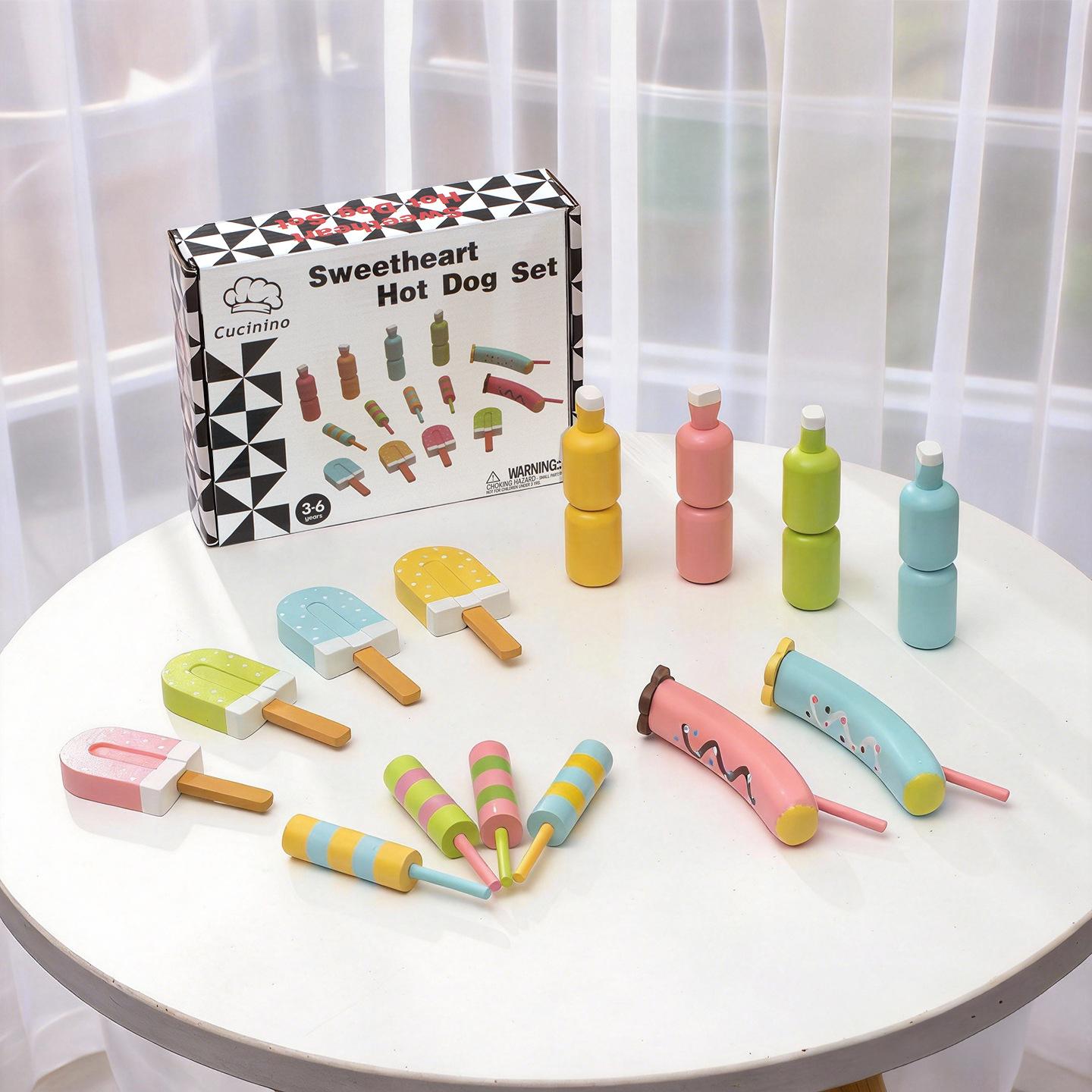 

Kids Pretend Play Simulation Dessert Candies Doughnut Ice Cream Kitchen Food Toys Wooden Food Play Set Roleplay Toy for Kids