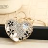 Keychain Pendant Heart Shape Charm Key Holder with Enamel Flower Design Lightweight Anti-Oxidation Durable Lobster Clasp Keyring