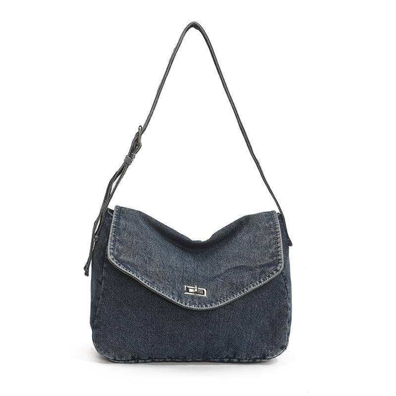 Simple casual commuting large-capacity bag women's new imitation denim tote bag versatile niche trendy armpit bag