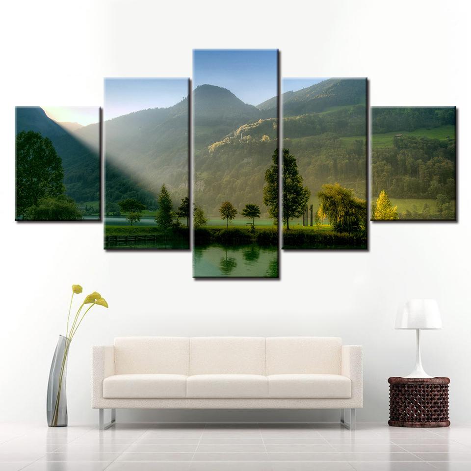 

5 Panel Canvas Painting Rainbow Bridge and Niagara Falls night view wallpapers poster for living room Home Decor drop shipping 20x35 20x45 20x55cm