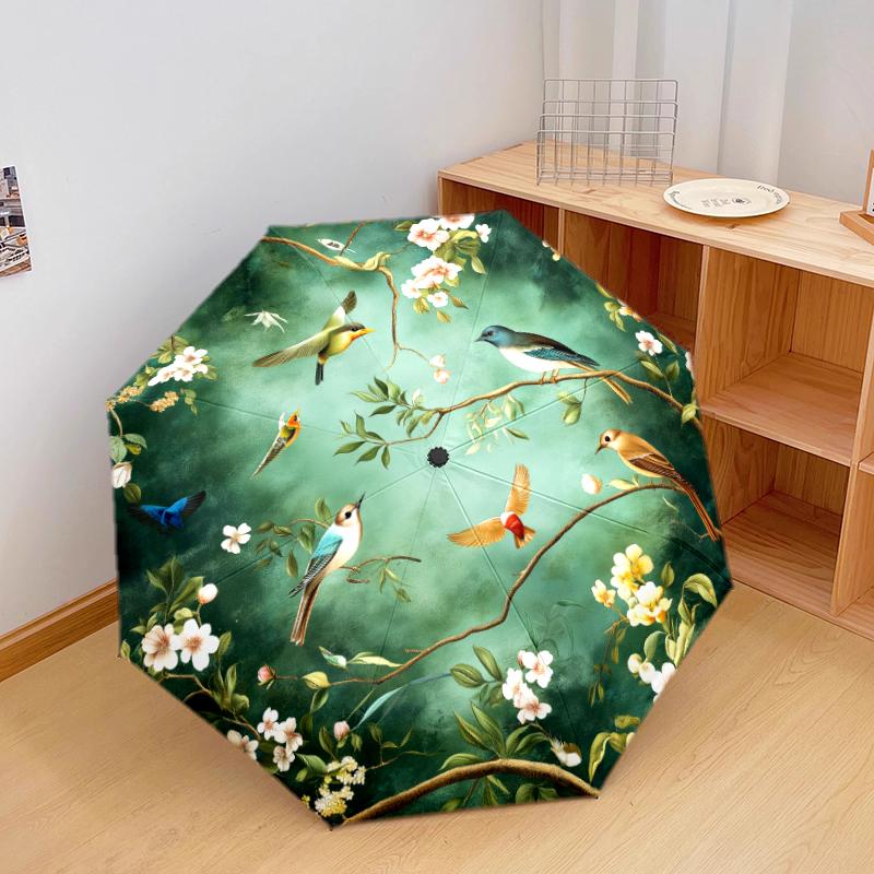 1 PC Automatic Folding Umbrella - Macaw Pattern, Portable & Foldable Design with 8 Ribs, Christmas Birthday Gifts