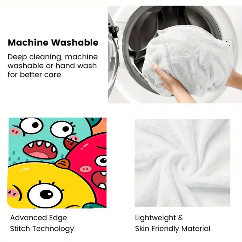 Cartoon Monsters 2D Flat Pattern Flannel Blanket High Quality All Seasons Warmth and Comfort Perfect for Christmas Gifts.SMT0917550