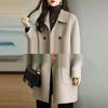 Coffee Colored Women's Woolen Coat - 2026 Autumn/Winter Korean Style, Thickened Mid-Length Slimming Overcoat